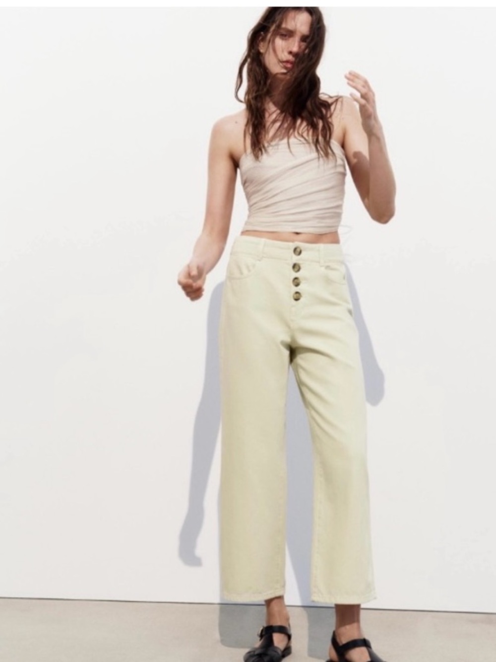 Zara Denim wide leg cargo pants - Picture 6 of 12